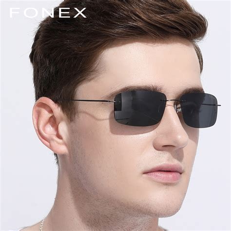 square rimless sunglasses for men